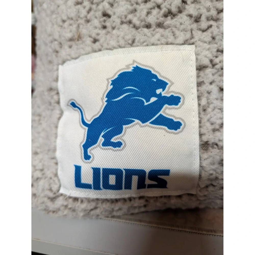 Detroit Lions NFL Northwest Sherpa Cloud Pillow Grey Blue Square Accent Decor